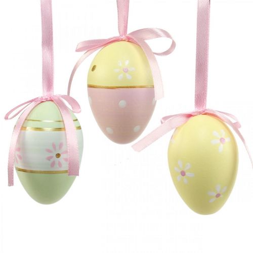 Floristik24 Huevos de Pascua para colgar huevos decorativos coloridos Ø4cm H6cm 6 piezas