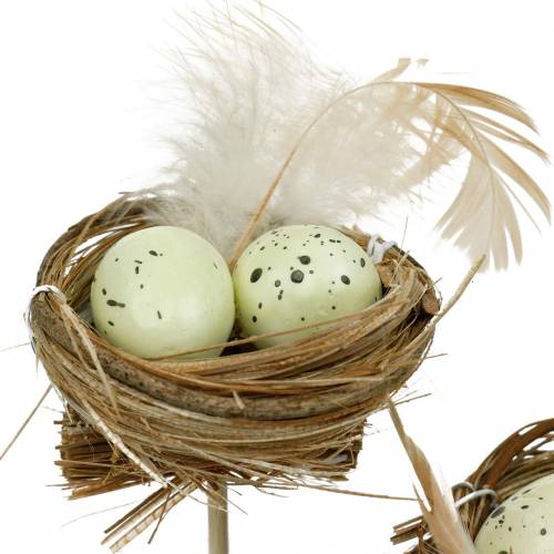 Artículo Enchufe decorativo nido de pájaro, decoración de Pascua, nido con huevos 23cm 6pcs
