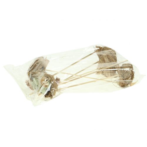 Floristik24 Enchufe decorativo nido de pájaro, decoración de Pascua, nido con huevos 23cm 6pcs