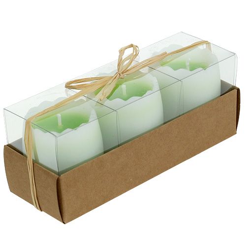 Floristik24 Vela huevo verde 5.5cm 3pcs