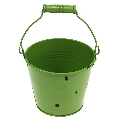 Floristik24 Cubo verde Ø12cm H10cm aspecto antiguo