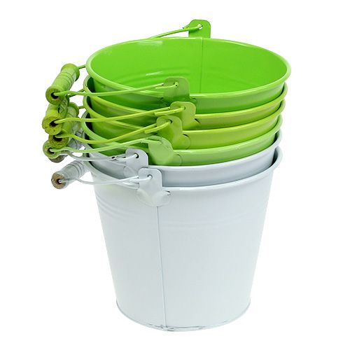 Floristik24 Cubo mezcla verde Ø14cm H12cm 6pcs