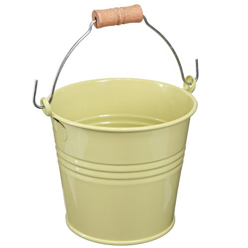 Cubo Maceta Metal Asa Verde-Amarillo 20x17.5x16cm 2uds