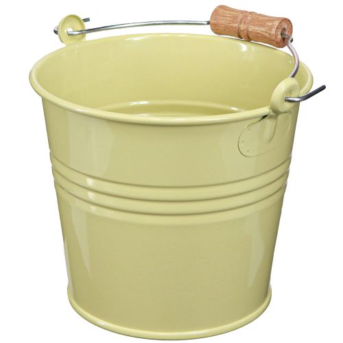 Artículo Cubo Maceta Metal Asa Verde-Amarillo 20x17.5x16cm 2uds