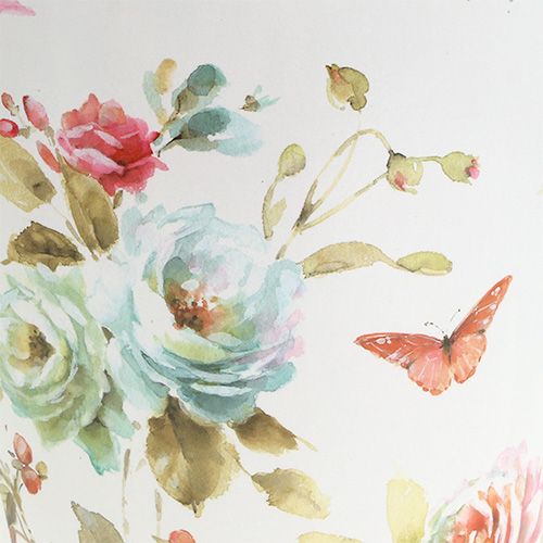 Floristik24 Cubo blanco con estampado de flores Ø20,5cm H22,5cm