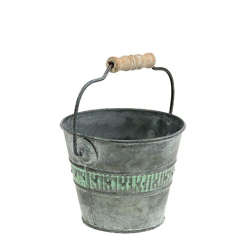 Floristik24 Cubo de zinc, verde Ø12cm H10cm