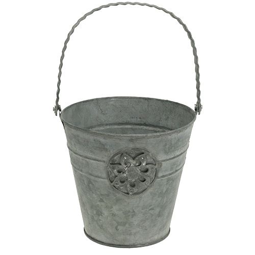 Floristik24 Cubo con flor Ø16cm H15cm zinc