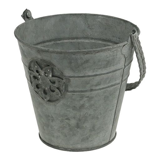 Floristik24 Cubo con flor Ø16cm H15cm zinc