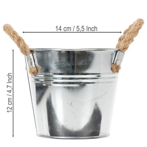 Cubo con asas de cuerda Ø14cm H12cm | Floristik24.es