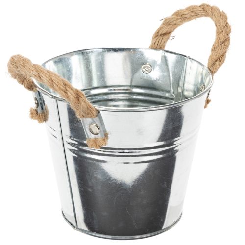 Cubo con asas de cuerda Ø14cm H12cm | Floristik24.es