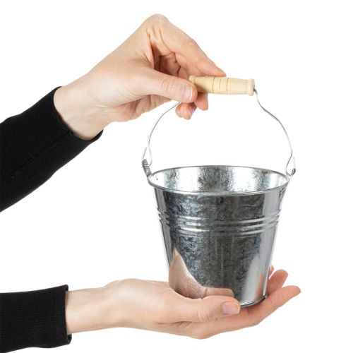 Cubo de Ø12cm H10cm, 8 unidades. Zinc, brillante. | Floristik24.es