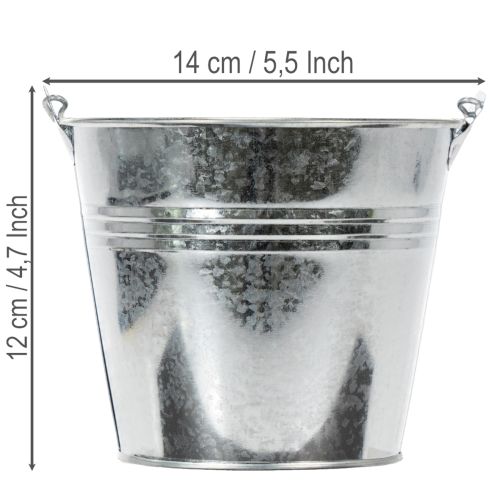 Cubo de Ø14cm H12cm, 6 unidades. Zinc, brillante. | Floristik24.es