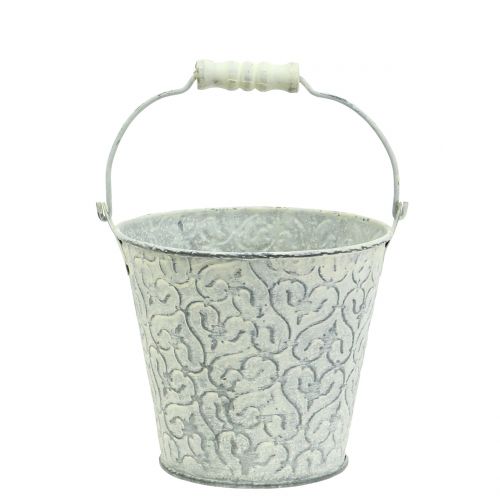 Zinkeimer con crema decorativa lavada Ø11cm H10,5cm | Floristik24.es
