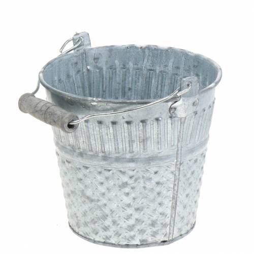 Floristik24 Cubo de zinc con dibujo trenzado gris Ø13cm H11.5cm 4pcs
