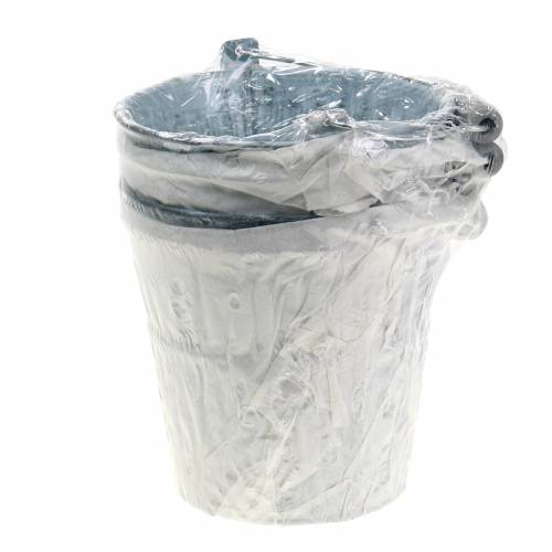 Floristik24 Cubo de zinc con dibujo trenzado gris Ø13cm H11.5cm 4pcs