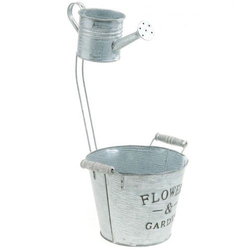 Floristik24 Macetero decorativo, cubo con macetero, macetero, cubo de metal H38cm Ø16.5cm/Ø7cm