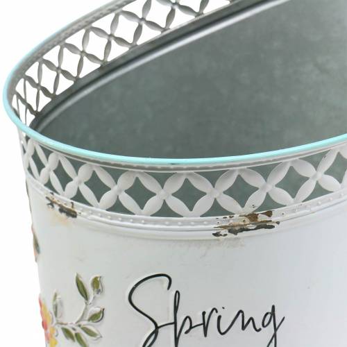 Floristik24 Cubo decorativo con decoración floral y frase metal Ø27cm H50.5cm