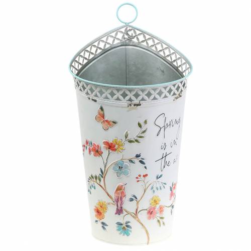 Floristik24 Cubo decorativo con decoración floral y frase metal Ø27cm H50.5cm