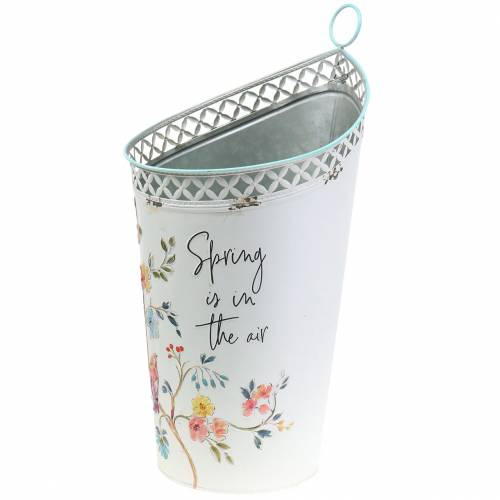 Floristik24 Cubo decorativo con decoración floral y frase metal Ø27cm H50.5cm