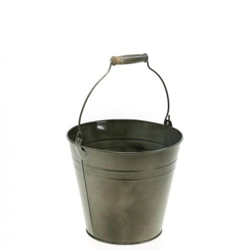 Floristik24 Cubo decorativo con asa, decoración de jardín, maceta, contenedor de metal Ø16,5 cm H15 cm