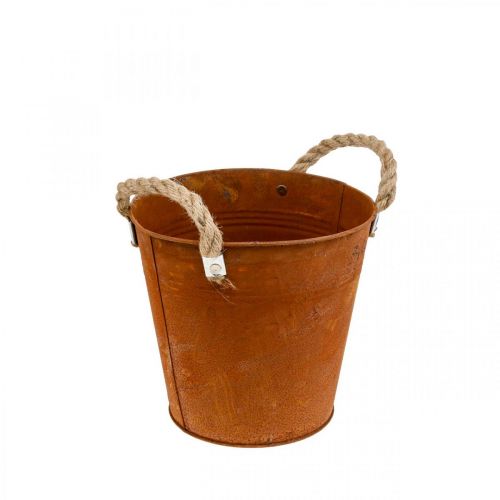 Floristik24 Maceta decorativa con asas, decoración otoñal, cuenco de metal patinado Ø20cm H19cm