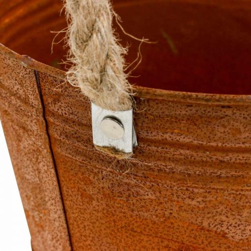 Macetero con asas, cuenco para plantas, recipiente de metal con decoración de óxido Ø25cm H24cm | Floristik24.es