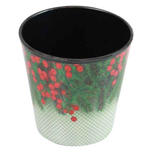 Floristik24 Macetero cubo macetero navideño Ilex Ø15,5cm H13cm