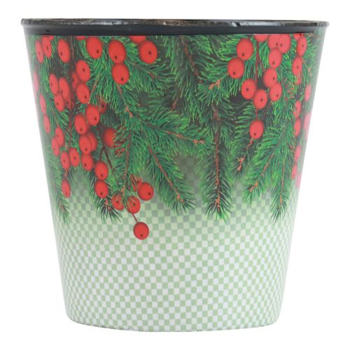 Floristik24 Macetero cubo macetero navideño Ilex Ø15,5cm H13cm