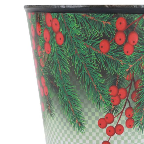 Floristik24 Macetero cubo macetero navideño Ilex Ø15,5cm H13cm