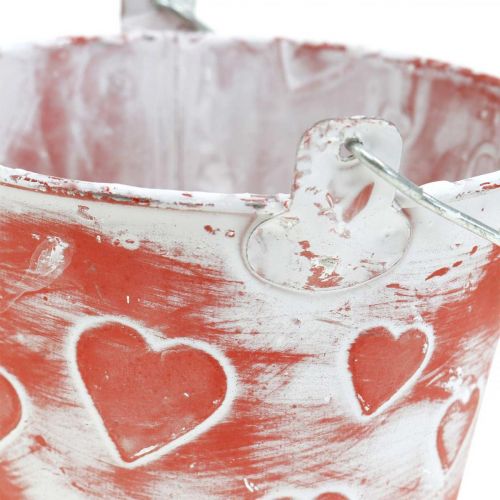 Floristik24 Maceta de metal para plantar Cubo con estampado de corazón Día de la Madre Cubo de plantación Ø13.5cm