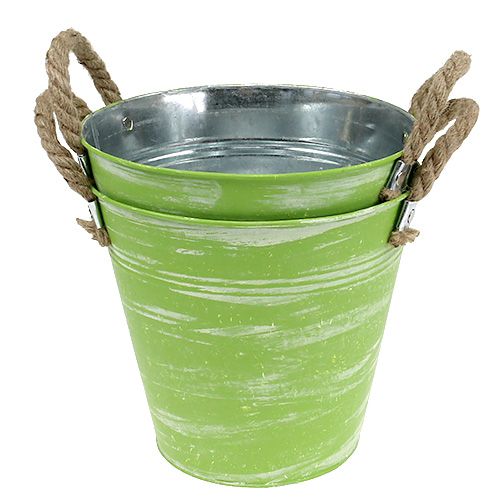 Floristik24 Cubo de resorte verde Ø25cm H24cm 2pcs