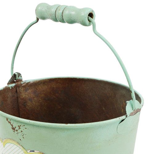 Floristik24 Cubo decorativo antiguo con motivo Ø13.5cm H14.5cm