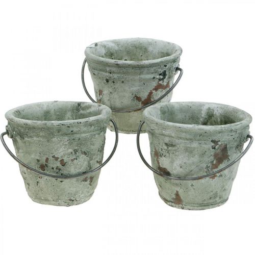Floristik24 Cubo para plantar, recipiente de cerámica, decoración de cubo, óptica antigua Ø11.5cm H10.5cm 3ud