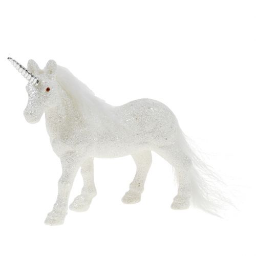 Floristik24 Unicornio 12,5cm blanco con purpurina 4 piezas