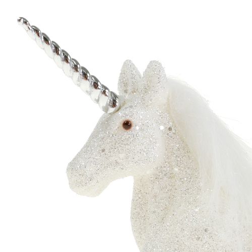 Floristik24 Unicornio 12,5cm blanco con purpurina 4 piezas