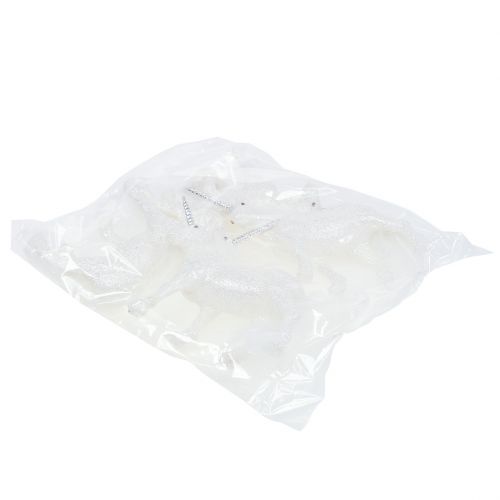 Floristik24 Unicornio 12,5cm blanco con purpurina 4 piezas