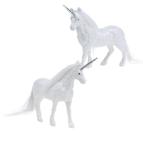 Floristik24 Unicornio blanco con brillo 18cm 2pcs