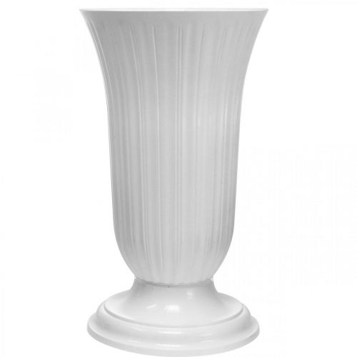 Floristik24 Jarrón de plástico Lilia blanco Ø28cm H48cm