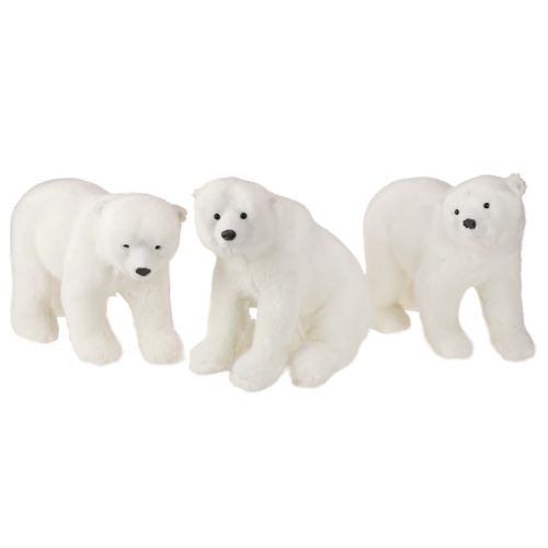 Figuras decorativas oso polar de pie y sentado blanco 16/20cm 3uds