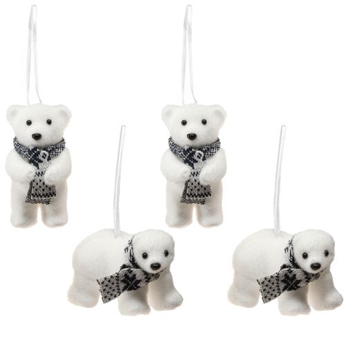 Artículo Decoración de oso polar para colgar figuras de decoración invernal 11×7cm 4uds