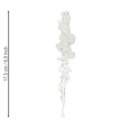 Artículo Adorno de árbol de carámbanos con purpurina, decoración invernal, 17,5 cm, 4 piezas