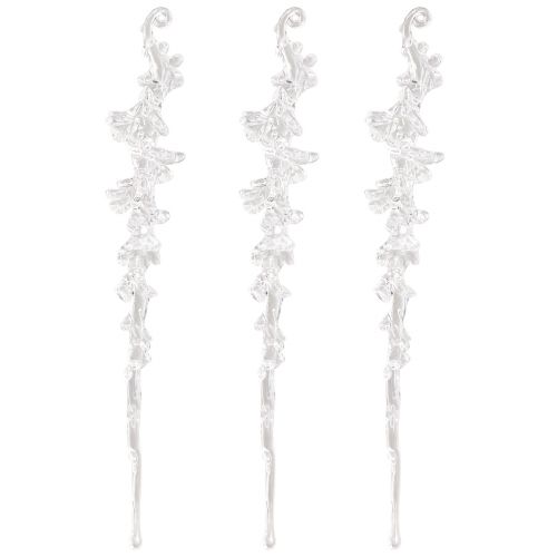 Artículo Decoración de invierno colgante de decoración de carámbanos transparente 25 cm 3 piezas