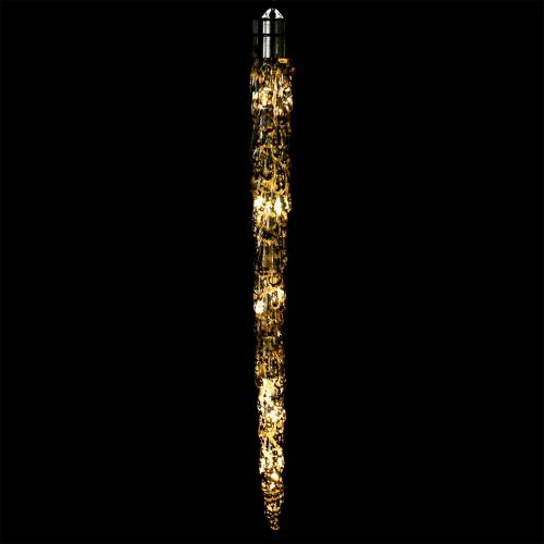 Floristik24 Carámbano plástico plateado 47cm con 9 LED y batería