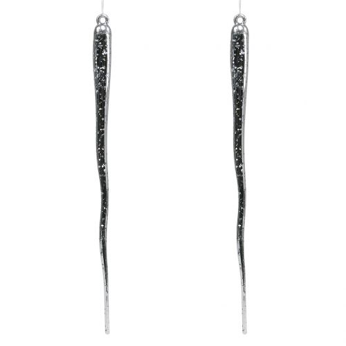 Carámbanos decorativos para colgar transparente, plata 26cm 2pzs