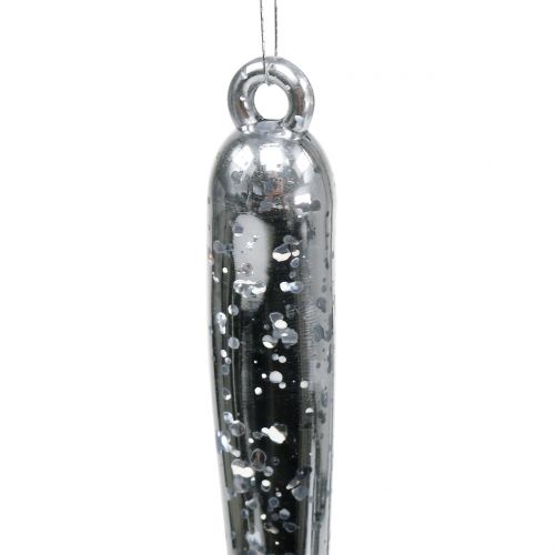 Artículo Carámbanos decorativos para colgar transparente, plata 26cm 2pzs