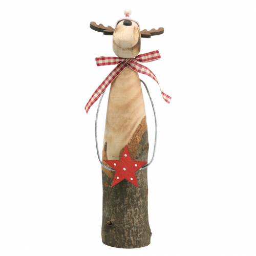 Floristik24 Reno rama natural con estrella Natural, Rojo H26cm