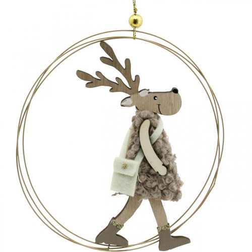 Floristik24 Reno para colgar, colgante de Navidad, decoración de Adviento en anillo Ø15cm juego de 3