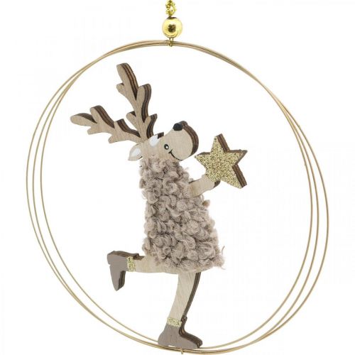 Floristik24 Reno para colgar, colgante de Navidad, decoración de Adviento en anillo Ø15cm juego de 3