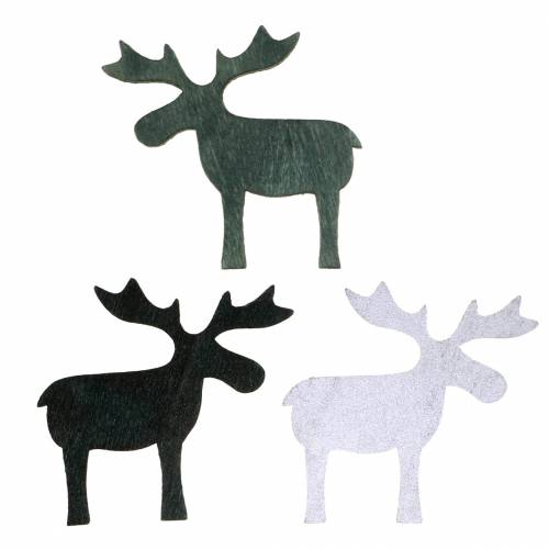 Decoración dispersa reno negro, plata, gris oscuro surtido 4cm 72 piezas