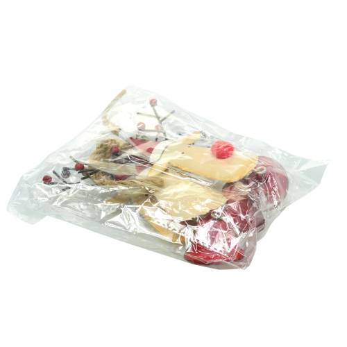 Floristik24 Colgante navideño cabeza de alce con campana 11.5cm rojo, beige 3ud